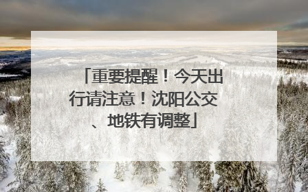 重要提醒！今天出行请注意！沈阳公交、地铁有调整